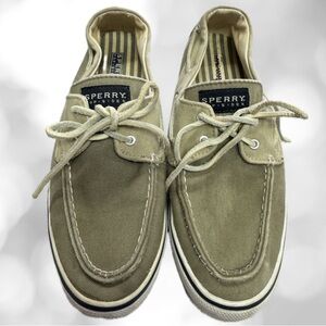 Women’s SPERRY Top Sider Canvas Oyster Bahama Boat Shoes, Size 8.5, EUC